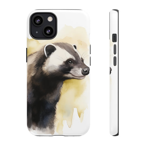 Badger on a Yellow Background - Impact Resistant Phone Case iPhone 13 Matte
